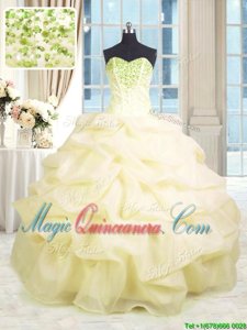 Dramatic Sleeveless Beading and Ruffles Lace Up Quinceanera Gown