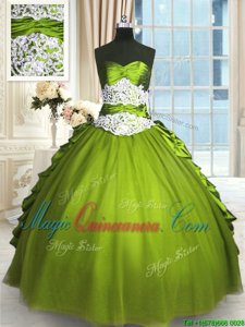 Cute Sweetheart Sleeveless Taffeta and Tulle Vestidos de Quinceanera Beading and Lace and Appliques and Ruching Lace Up