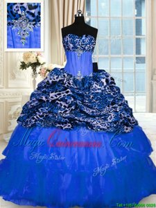 Organza and Printed Sleeveless Floor Length Quince Ball Gowns and Beading and Sequins