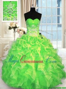 Sleeveless Floor Length Beading Lace Up Sweet 16 Quinceanera Dress