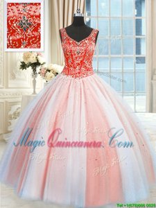 Custom Fit Sleeveless Beading and Sequins Lace Up Sweet 16 Dresses