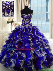 Sweetheart Sleeveless Lace Up Quinceanera Dresses Multi-color Organza