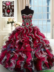 Decent Ball Gowns Ball Gown Prom Dress Multi-color Sweetheart Organza Sleeveless Floor Length Lace Up