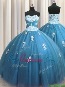 Sleeveless Beading and Appliques Lace Up 15th Birthday Dress