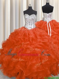 Floor Length Red Vestidos de Quinceanera Sweetheart Sleeveless Lace Up