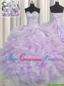 Floor Length Ball Gowns Sleeveless Lavender Ball Gown Prom Dress Lace Up