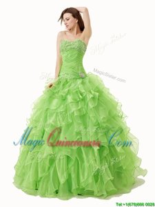 Discount Organza Sweetheart Sleeveless Lace Up Beading and Ruffles Quinceanera Dresses in