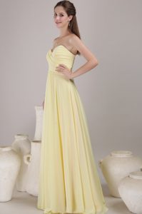 Ruched Empire Sweetheart 15 Dresses for Damas of Yellow Chiffon