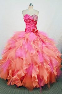 Multi-colored Beading Flowers Ruched Quinceanera Dress in St. Albert