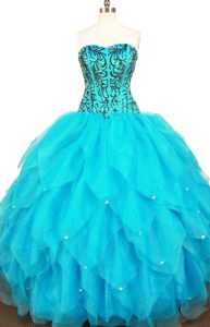 Appliques Sweetheart Aqua Blue Beading 16 Dresses for Quinceanera