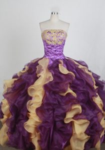 Colorful Detachable Appliques Ruffles Ottawa Quinceanera Dress