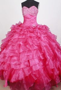 Rose Pink Sweetheart Beading Quinceanera Dresses in Puerto Maldonado