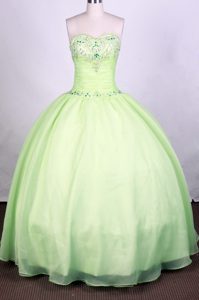 Beading Sweetheart Green Ball Gown Lace Up Back Quinceanera Dress