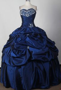 Ruche and Pick-ups Blue Strapless Pick-ups Dresses For Quinceaneras