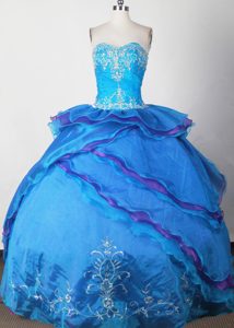 Stylish Sweetheart Blue Quinceanera Dress with Beading and Layers