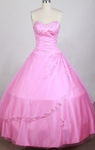 Pink Beaded Appliques Sweetheart Sweet Sixteen Dresses with Apron