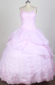 Pink Spaghetti Straps Salta Sweet Sixteen Dresses with Boning Details