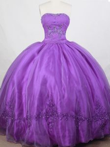 Romantic Beaded Appliques Purple Quinceanera Dress in Temperley