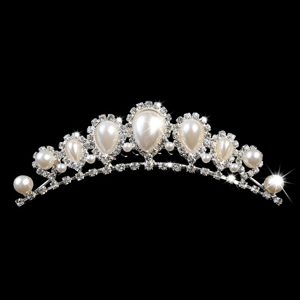 Popular Tiara With Rhinestone and Big Imitation Pearl Decorate