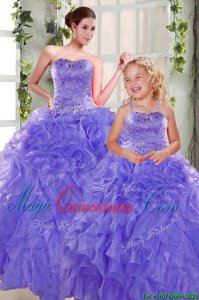 Sleeveless Beading and Ruffles Lace Up Vestidos de Quinceanera