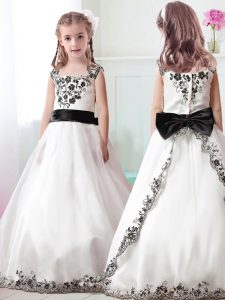 Straps Sleeveless Zipper Little Girls Pageant Dress Wholesale White Tulle