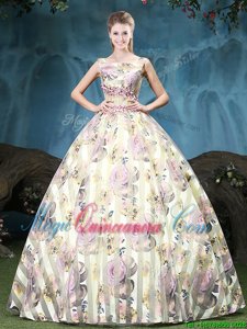 Free and Easy Multi-color Ball Gowns Straps Sleeveless Tulle Floor Length Lace Up Appliques and Pattern Quinceanera Gowns