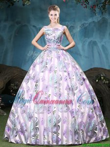 Fancy Multi-color Straps Lace Up Appliques and Pattern Quinceanera Gowns Sleeveless