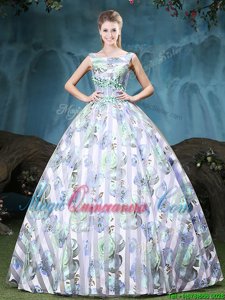 Ideal Straps Straps Appliques and Pattern Ball Gown Prom Dress Multi-color Lace Up Sleeveless Floor Length