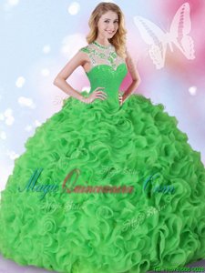 Delicate Sweet 16 Dresses Military Ball and Sweet 16 and Quinceanera and For with Beading and Ruffles Sleeveless Zipper