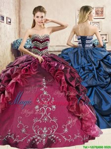 Pick Ups Floor Length Red and Royal Blue 15 Quinceanera Dress Sweetheart Sleeveless Lace Up