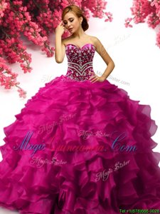 Glorious Sleeveless Lace Up Floor Length Beading and Ruffles Quinceanera Dress